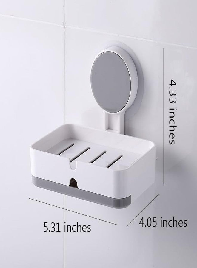 QUITESIDE Bathroom Soap Holder Made of Plastic, Non-Drill Wall Mount Magic Sticker Self-Adhesive Surface with Detachable Drain Tray (Pack of 1) - Image 2